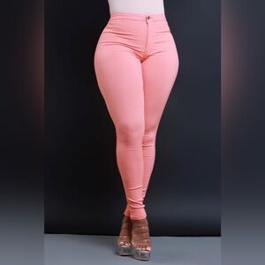 Swank-a-Posh High Waist Stretchy Jean in Orange Sorbet